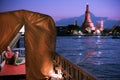 Night wiew of Wat Arun temple Temple of Dawn and Chao Praya river. Bangkok. Thailand Royalty Free Stock Photo