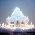 Thailand, Bangkok, Wat Rong Khun in winter. Generative AI