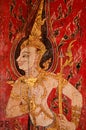 Thailand Buddhism angels mural painting in Buddaisawan throne hall at Bangkok national museum