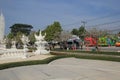 Tree, plant, town, square, car, tourist, attraction, plaza, city, sky, recreation, monument, downtown, walkway, water, feature, pa