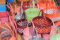 Thailand culture plastic basket pattern with colorful color in t Royalty Free Stock Photo