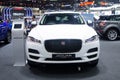 Thailand - Dec , 2018 : close up front view of Jaguar F-pace white color luxury expensive car presented in motor expo Nonthaburi Royalty Free Stock Photo