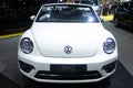 Thailand - Dec , 2018 : close up front view Volkswagen Beetle white color presented in motor expo Nonthaburi Thailand