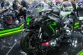 Thailand - Dec , 2018 : close up Kawasaki Ninja zx-10r motorbike presented in motor expo Nonthaburi Thailand