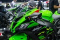 Thailand - Dec , 2018 : close up Kawasaki Ninja zx-10r motorbike presented in motor expo Nonthaburi Thailand