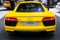 Thailand - Dec , 2018: close up rear view and taillights of Audi R8 super sports car presented in motor expo Nonthaburi Thailand