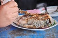 Thailand Fish Grill: Photo by focusing on a specific point Royalty Free Stock Photo