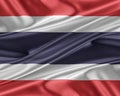 Thailand flag with a glossy silk texture. Royalty Free Stock Photo