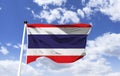 Thailand Flag Mockup, fluttering under a blue sky