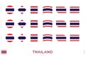 Thailand flag set, simple flags of Thailand with three different effects Royalty Free Stock Photo