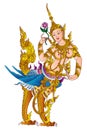 Thailand girl fantasy vector, her name Kinnaree. Buddhism religious colorful character design