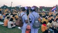 Thailand A group of people wearing yellow shirts Sitting waiting to receive him with care from a nurse if sick during