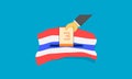 Thailand hand voting put the paper choice in a national flag thong trairong tricolour red white blue vector illustration eps10