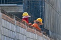 Normal construction work in Asia. Worker construction process autdoor