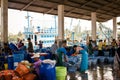 Thailand - January 21 :fish market in fishing village, Nakhon Si