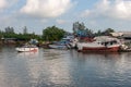 Thailand - January 31, 2018: many boats at the pier on the river.