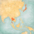 Map of East Asia - Thailand and Japan Royalty Free Stock Photo