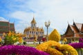 THAILAND,JULY 26,2019: Beautiful Thai architecture Wat Ratchanatdaram Temple,Maha Chetsada Bodin Pavilion Court,Loha Prasat is
