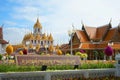 THAILAND,JULY 26,2019: Beautiful Thai architecture Wat Ratchanatdaram Temple,Maha Chetsada Bodin Pavilion Court,Loha Prasat is