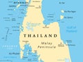 Thailand political map, from Ko Tao and Ko Samui to Phuket Royalty Free Stock Photo