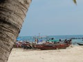 Thailand, Koh Samui, boats on the beach, January 2014. Royalty Free Stock Photo