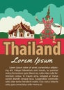 Thailand landmark brochure in typography vintage color design,advertising artwork