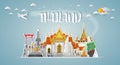 Thailand Landmark Global Travel And Journey paper background. Vector Design Template.used for your advertisement, book, banner, t