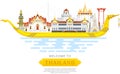 Thailand landmark travel background vector illustration