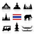 Thailand Landmarks Icon Set.