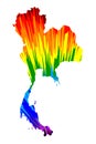 Thailand - map is designed rainbow abstract colorful pattern, Kingdom of Thailand Siam map made of color explosion