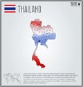 Thailand map in geometric polygonal style. Polygonal abstract world map. Vector illustration. Thailand flag. Royalty Free Stock Photo