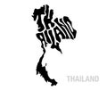 Thailand map typography. Thailand written in map shape. Map lettering