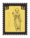 Thailand monk on postcard, postmark design vector