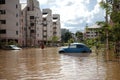 Thailand Monsoon , Cars in water flooded street Royalty Free Stock Photo