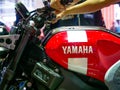 Thailand Motor show 2019 Bangkok - April 3, 2019: Close up of Yamaha logo and emblem at Motor Show 2019, Thailand