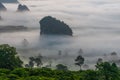 Thailand mountains in the mist sunrise, Phayao Province, North of Thailand