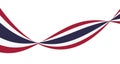 Thailand Nation flag. curve red, white, blue ribbon .