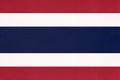 Thailand national fabric flag, textile background. Symbol of international asian world country Royalty Free Stock Photo