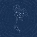 Thailand network, constellation style country map.