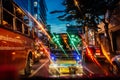 Thailand night scene with heavy transportation