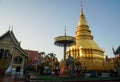 golden Haripunchai Pagoda in temple, the famous destination and tourist attraction in the North of Thailand