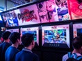 THAILAND - 4 November 2017: People play to Playstation 4 videogames dragon ball fighterz From popular cartoon in Japan