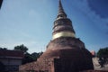 Thailand 23 October 2020 Wat Kob Nakhon Sawan Wat Woranat Banphot, a large chedi built in the Sukhothai period.