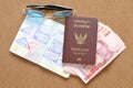 Thailand passport and Thai money