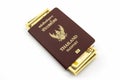 Thailand passport with U.S. Currency bank note. Royalty Free Stock Photo