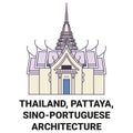 Thailand, Pattaya, Sinoportuguese Architecture travel landmark vector illustration Royalty Free Stock Photo