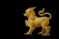 Thailand pattern on gold Lion statue Royalty Free Stock Photo