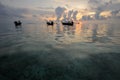 Thailand. Phi Phi island. Magic sunrise with boats Royalty Free Stock Photo