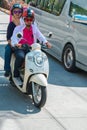 THAILAND PHUKET MARCH 20, 2018 - couple of Indonesian people ride on a moped on the street.