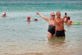 THAILAND, PHUKET, MARCH 23, 2018 - Elderly couple, man and woman take selfie against the tropical sea. Copy space.